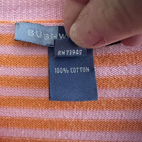 Bushwacker Vintage Cardigan Sweater LARGE Button Front Preppy Office Stripe - Picture 10 of 12